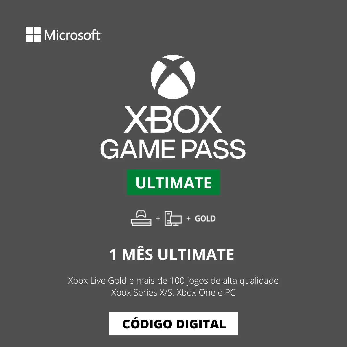 Gift Card Xbox Game Pass Ultimate 1 Mês – Código Digital